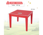 Giantex Square Kids Table Toddler Activity Play Study Desk Indoor & Outdoor Children Furniture for Boys & Girls Red