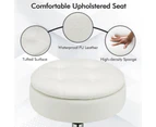 Giantex 360° Swivel Vanity Stool w/Flipped Lid PU Leather Makeup Storage Chair Round Storage Ottoman White