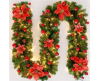 garland, 270cm  decoration wreaths with LED lights, Artificial tree garland, indoor and outdoor Holiday decorations