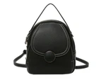 SunnyHouse Women Solid Color Zipper Mini Backpack Soft Faux Leather Handbag Satchel Bag - Black