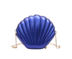 1PC New Seashell Shape Shoulder Bag Laser Mermaid Sea Shell Chain Purse Cross Body-Blue