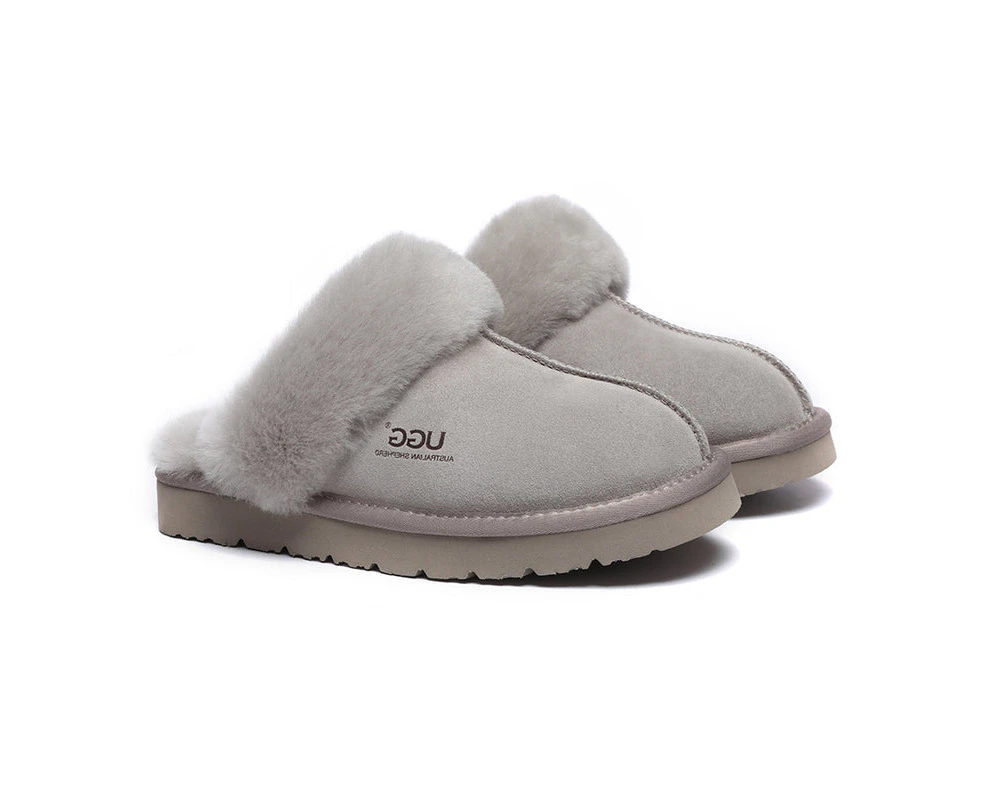 Australian Shepherd UGG Slippers Australia Premium Sheepskin Women Muffin Slipper Special - Goat Grey