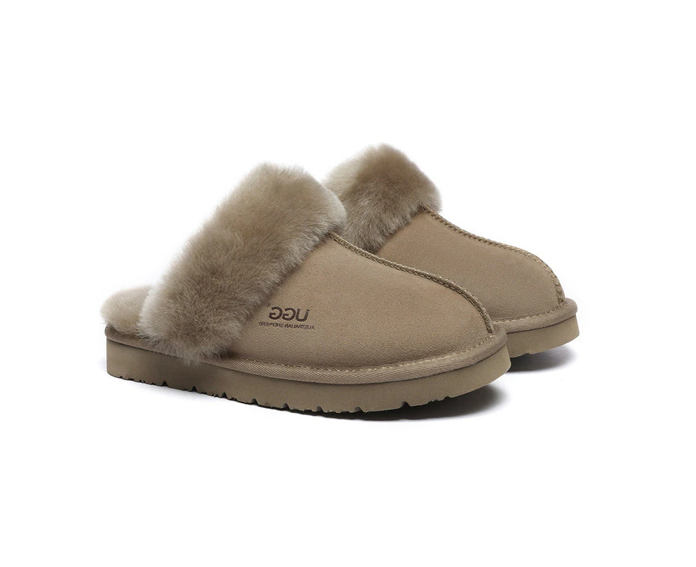 Australian Shepherd UGG Slippers Australia Premium Sheepskin Women Muffin Slipper Special - Caribou