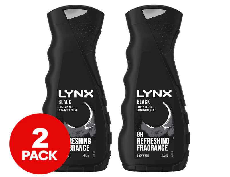 2 x Lynx Black Body Wash Frozen Pear & Cedarwood 400ml