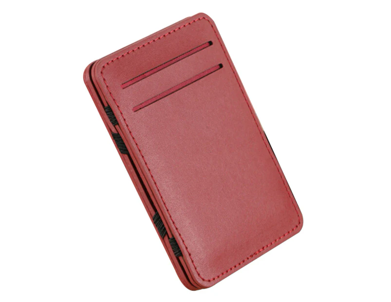 SunnyHouse Men's Faux Leather Money Clip ID Credit Card Holder Business Pocket Wallet Purse - Red