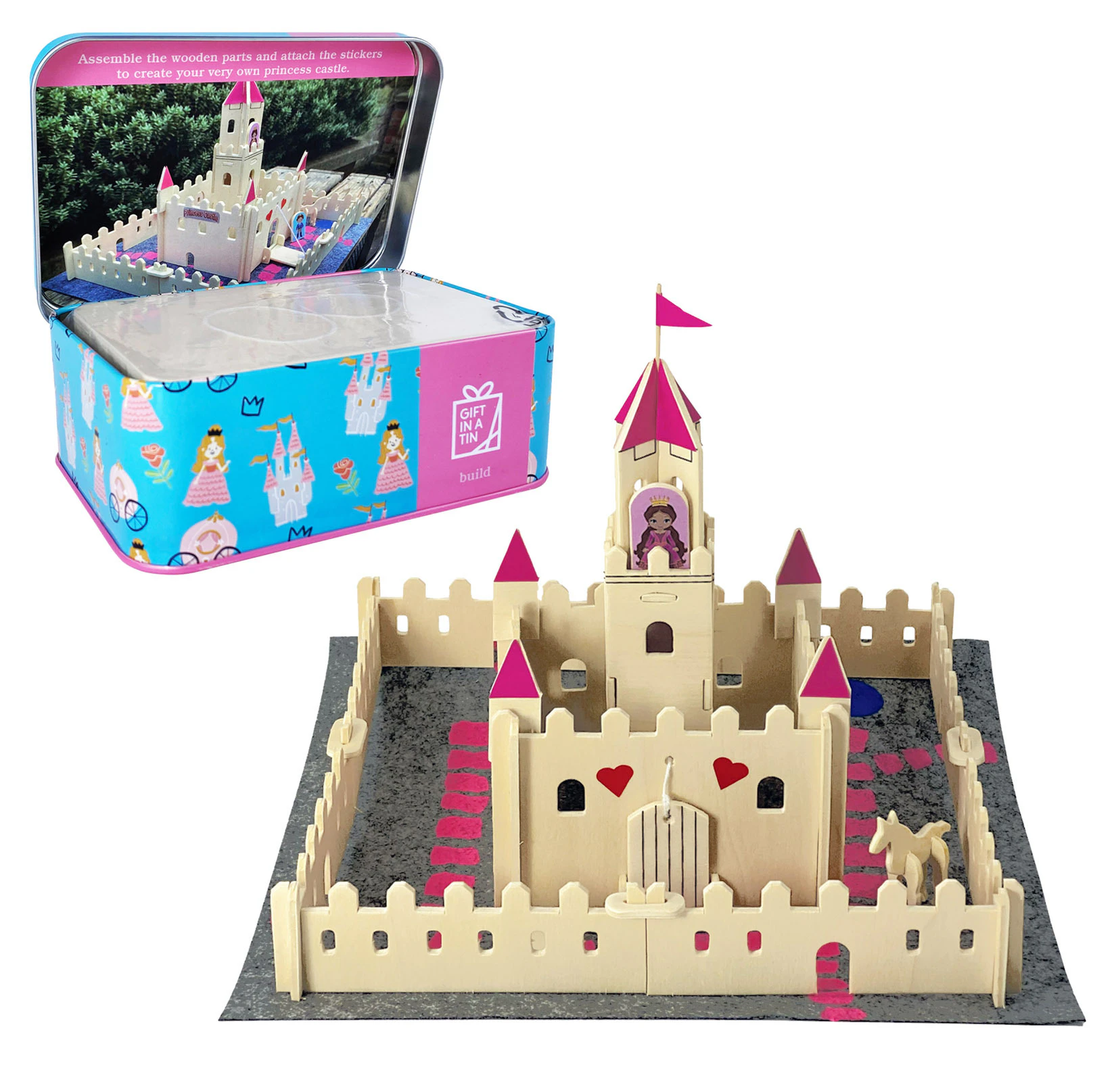 Magical Princess Castle In a Tin - Apples to Pears Wooden Model - Pink