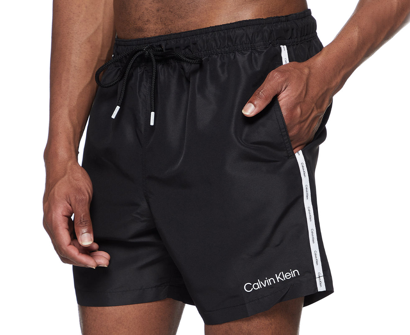 Calvin Klein Mens Euro Volley Logo Tape Boardshorts Black Au