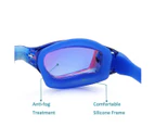 Swimming Goggles with Anti Fog - UV Protection Mirror Lenses for Kids, Junior, Men and Women,Mirrored Swim Goggles  Blue