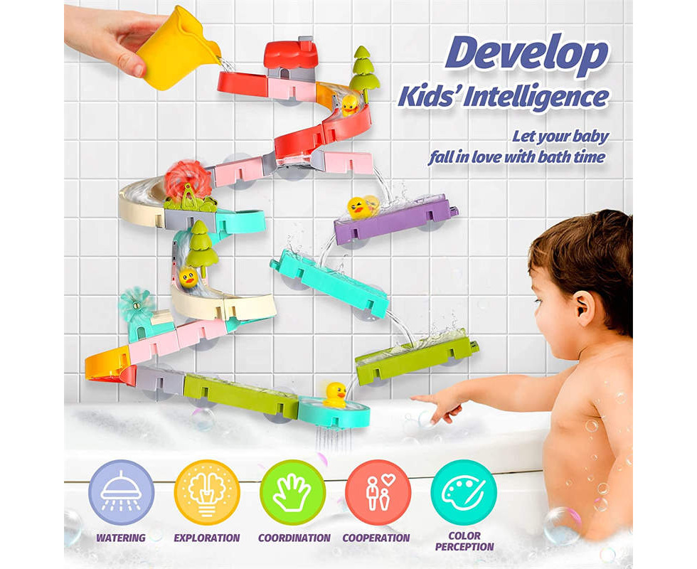 62PCS Bath Toys for Kids Ages 4-8 Duck Slide Bath Toys Wall