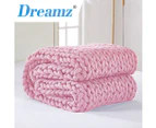 Dreamz Knitted Weighted Blanket Chunky Bulky Knit Throw Blanket 6.5KG Pink