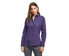 Premier Womens Poplin Long Sleeve Blouse / Plain Work Shirt (Purple) - RW1090