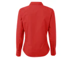 Premier Womens Poplin Long Sleeve Blouse / Plain Work Shirt (Red) - RW1090