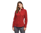 Premier Womens Poplin Long Sleeve Blouse / Plain Work Shirt (Red) - RW1090