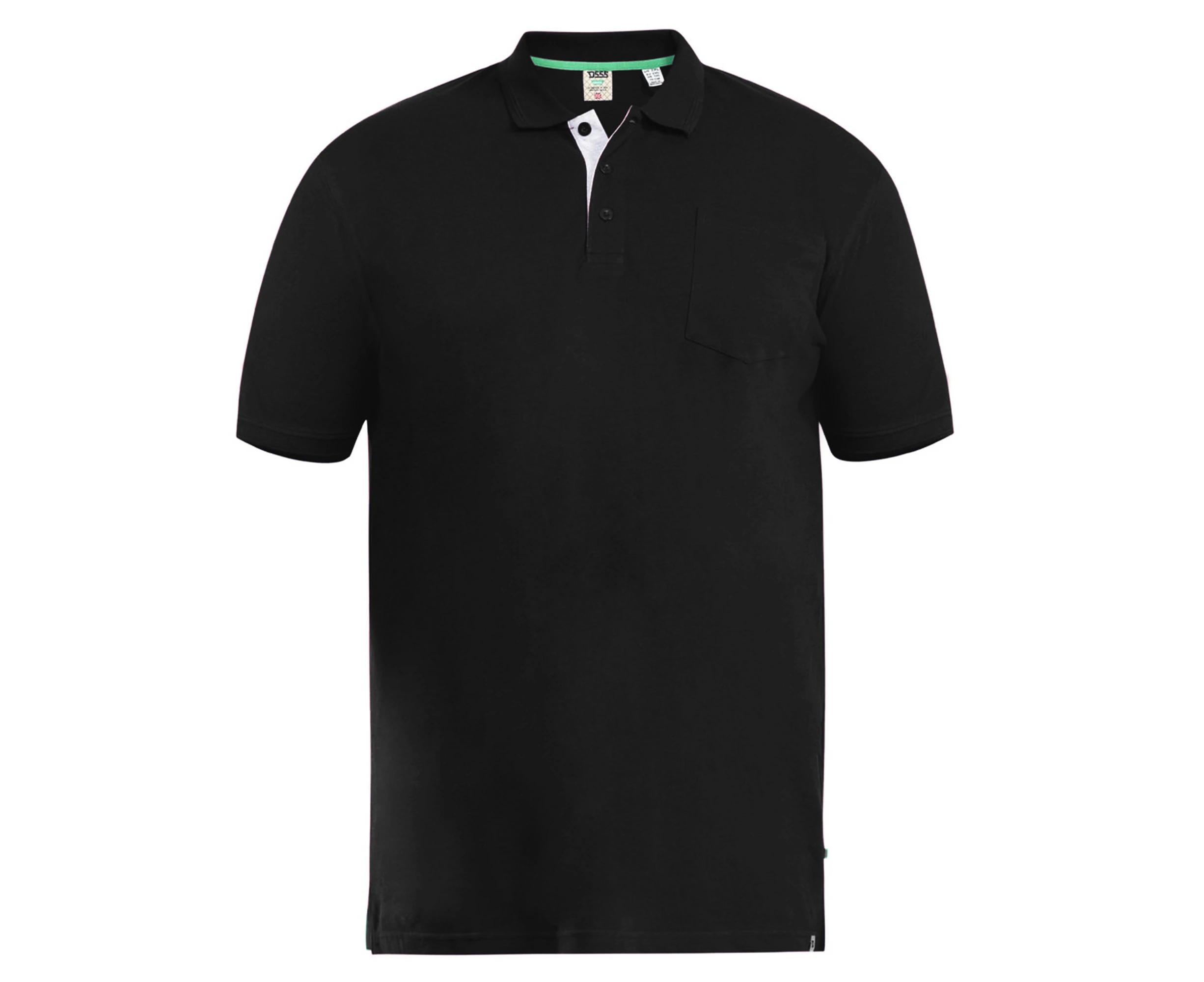 D555 Mens Grant Kingsize Pique Polo Shirt (Black) - DC106