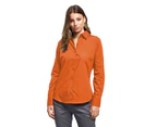 Premier Womens Poplin Long Sleeve Blouse / Plain Work Shirt (Orange) - RW1090