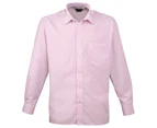 Premier Mens Long Sleeve Formal Plain Work Poplin Shirt (Pink) - RW1081