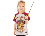 Harry Potter Official Girls Gryffindor Quidditch Team Captain T-Shirt (Grey/Maroon) - NS4555