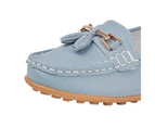 Boulevard Womens Action Leather Tassle Loafers (Baby Blue) - DF1910