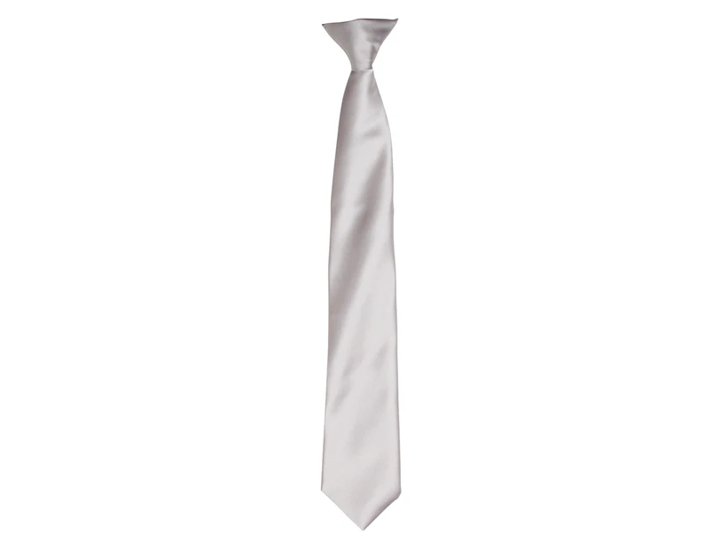 Premier Colours Mens Satin Clip Tie (Silver Grey) - RW4407