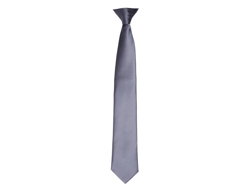 Premier Colours Mens Satin Clip Tie (Steel) - RW4407