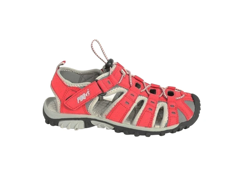 PDQ Womens Toggle & Touch Fastening Sports Sandals (Red/Grey) - DF410