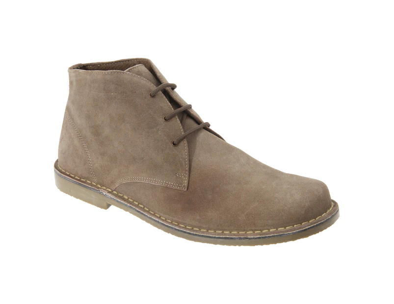 Roamers Mens Real Suede Fulfit Desert Boots (Sand) - DF227