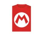 Super Mario Unisex Adult Logo T-Shirt (Red/White) - HE340
