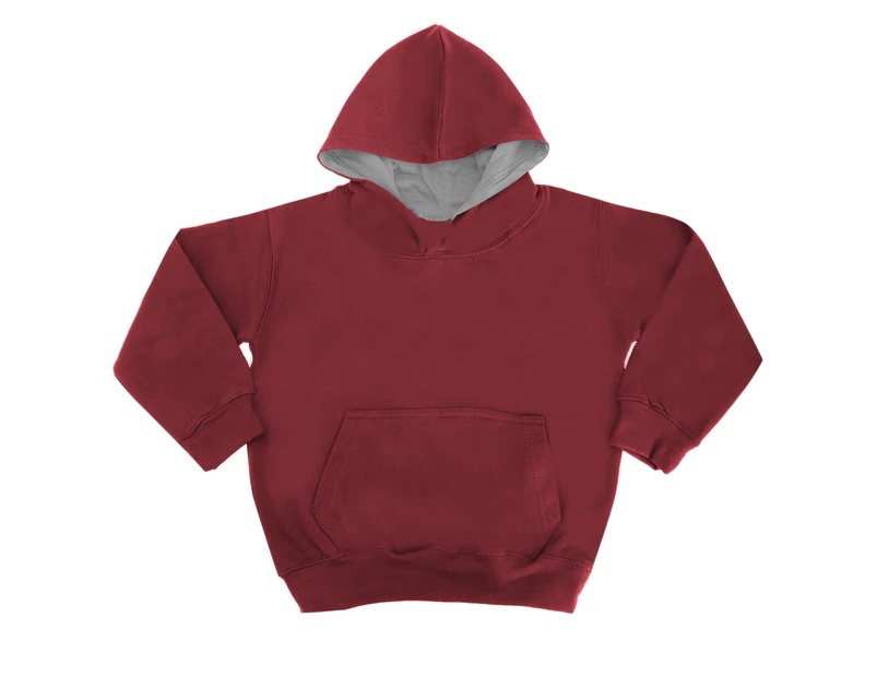 Awdis Kids Varsity Hooded Sweatshirt / Hoodie / Schoolwear (Burgundy/Charcoal) - RW172