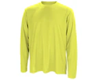 Spiro Mens Sports Quick-Dry Long Sleeve Performance T-Shirt (Lime Green) - RW1493