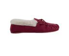 Eastern Counties Leather Womens Hard Sole Wool Lined Moccasins (Crimson) - EL231