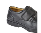 Roamers Mens Leather Wide Fit Touch Fastening Casual Shoes (Black) - DF1692