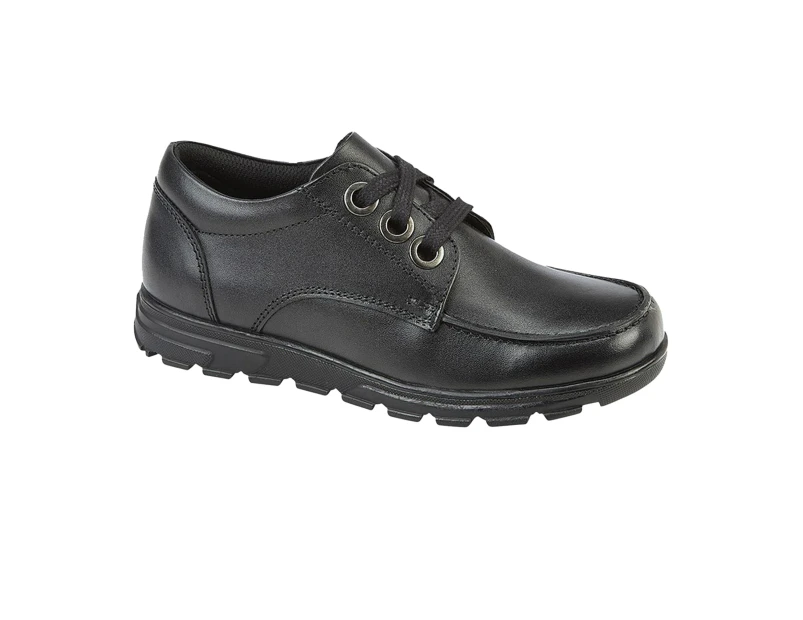 Roamers Girls Leather School Shoes (Black) - DF2222