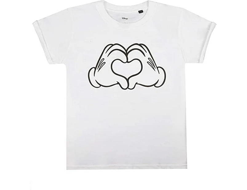 Disney Girls Love Hands Mickey Mouse T-Shirt (White) - TV1404