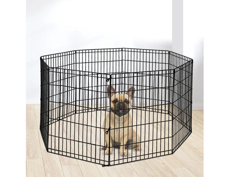 PaWz Pet Dog Playpen Puppy Exercise 8 Panel Fence Black Extension No Door 30"