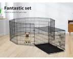 PaWz Pet Dog Playpen Puppy Exercise 8 Panel Fence Black Extension No Door 30"