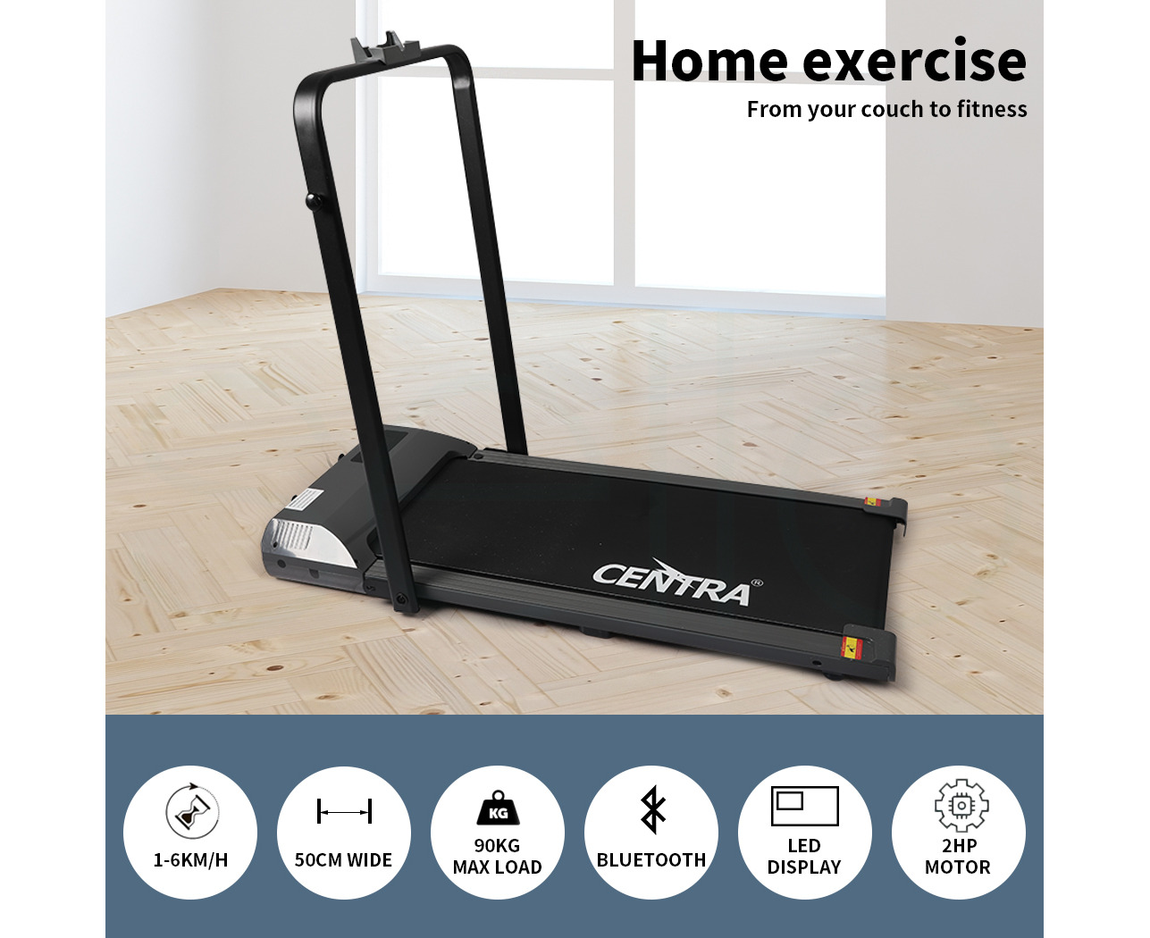 Centra Electric Treadmill Walking Pad Home Office Gym Exercise Fitness  Foldable - Bunnings Australia