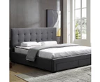 Levede Tufted Fabric Queen Bed Frame with Storage Dark Grey