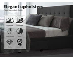 Levede Tufted Fabric Queen Bed Frame with Storage Dark Grey