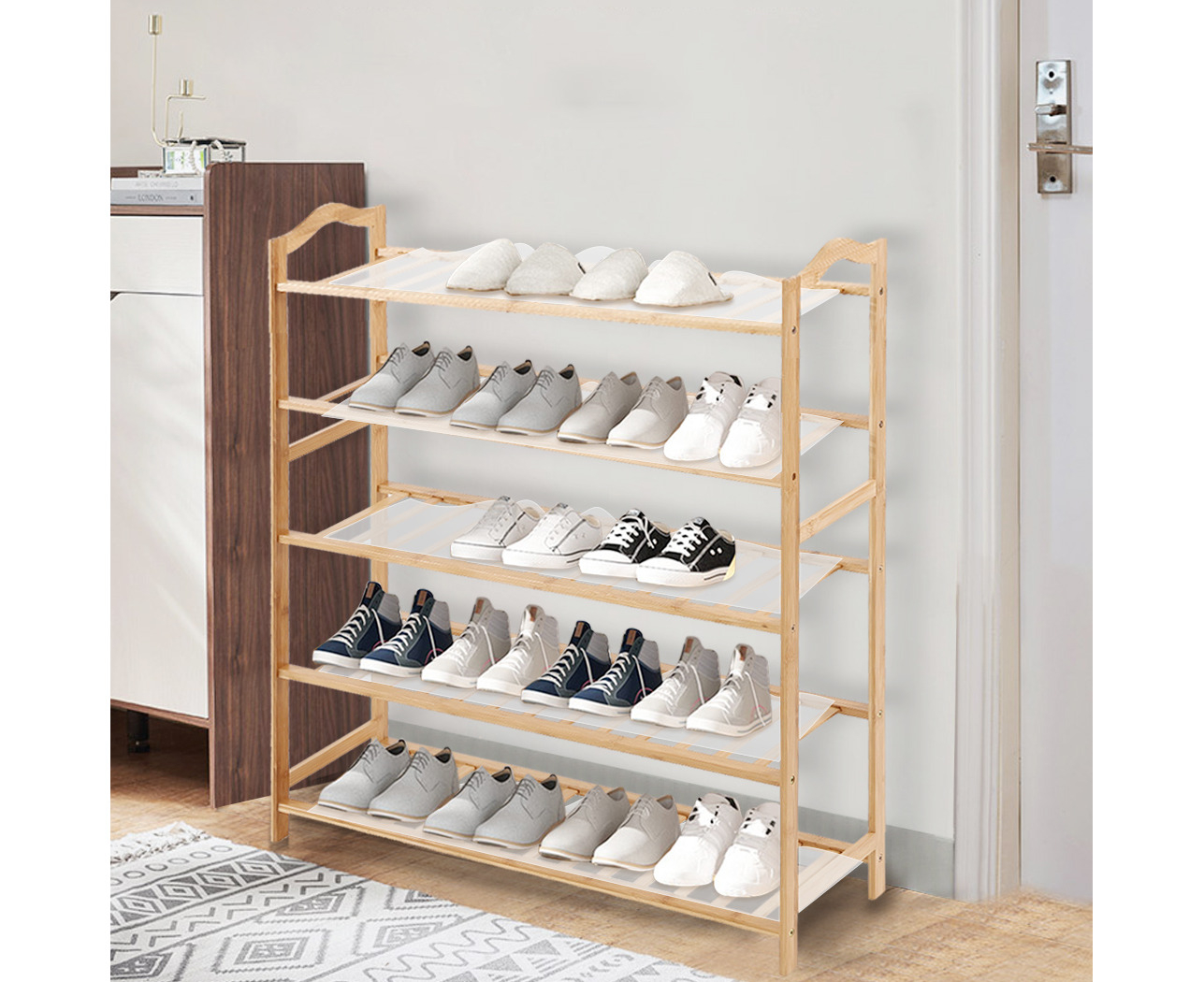 Artiss Shoe Rack Stackable 4 Tiers 80cm Shoes Shelves Storage Stand Black