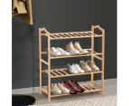 Levede Bamboo Shoe Rack Storage Wooden Organizer Shelf Stand 4 Tiers Layers 80cm - Natural wood