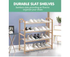 Levede Bamboo Shoe Rack Storage Wooden Organizer Shelf Stand 4 Tiers Layers 80cm - Natural wood