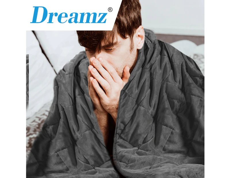 Dreamz 9KG Adults Size Anti Anxiety Weighted Blanket Gravity Blankets Grey - Grey
