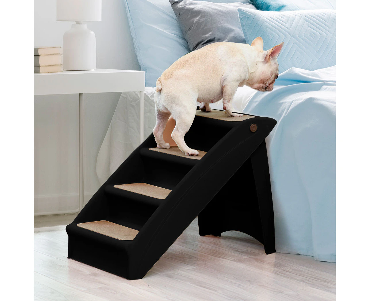 Pawz Pet Ramp Indoor Dog Steps Stair Portable Foldable Ladder For Bed Sofa Black