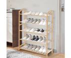 Levede Bamboo Shoe Rack Storage Wooden Organizer Shelf Stand 5 Tiers Layers 80cm - Natural wood