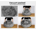 PaWz Pet Bed Cat Dog Donut Nest Calming Mat Soft Plush Kennel Charcoal Size M