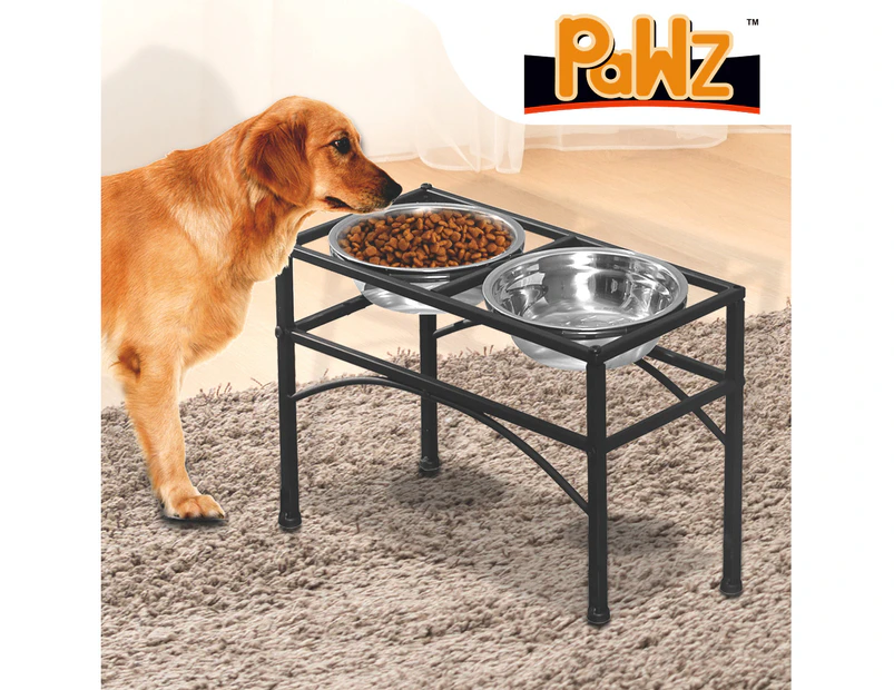 Pawz Dual Elevated Raised Pet Dog Puppy Feeder Bowl Stainless Steel Food Water Stand