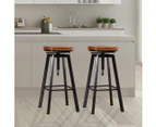 Levede 2x Bar Stools Industrial Kitchen Stool Wooden Barstools Swivel Chairs - Black