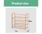 Levede Shoe Rack Bamboo Storage Wooden Organizer Shelf Stand 5 Tiers Layers 90cm - Natural wood