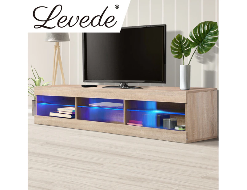 Levede LED Entertainment Center TV Stand Game Media Storage Cabinet 55" Wood