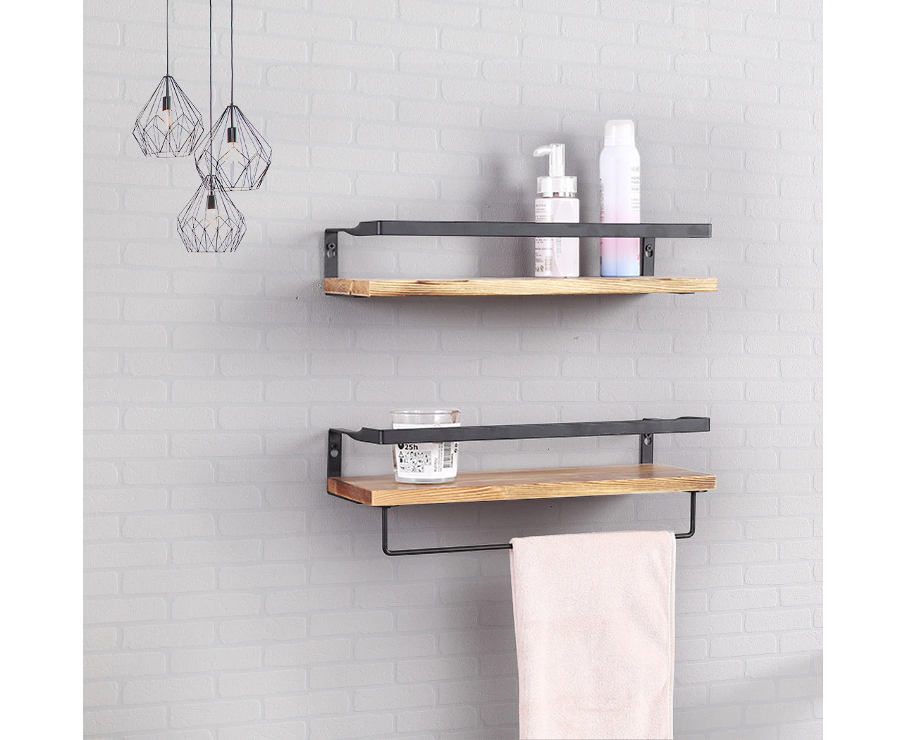 Levede Floating Shelf Brackets Wall Mount Rack Towel Rail Display Shelves 40cm